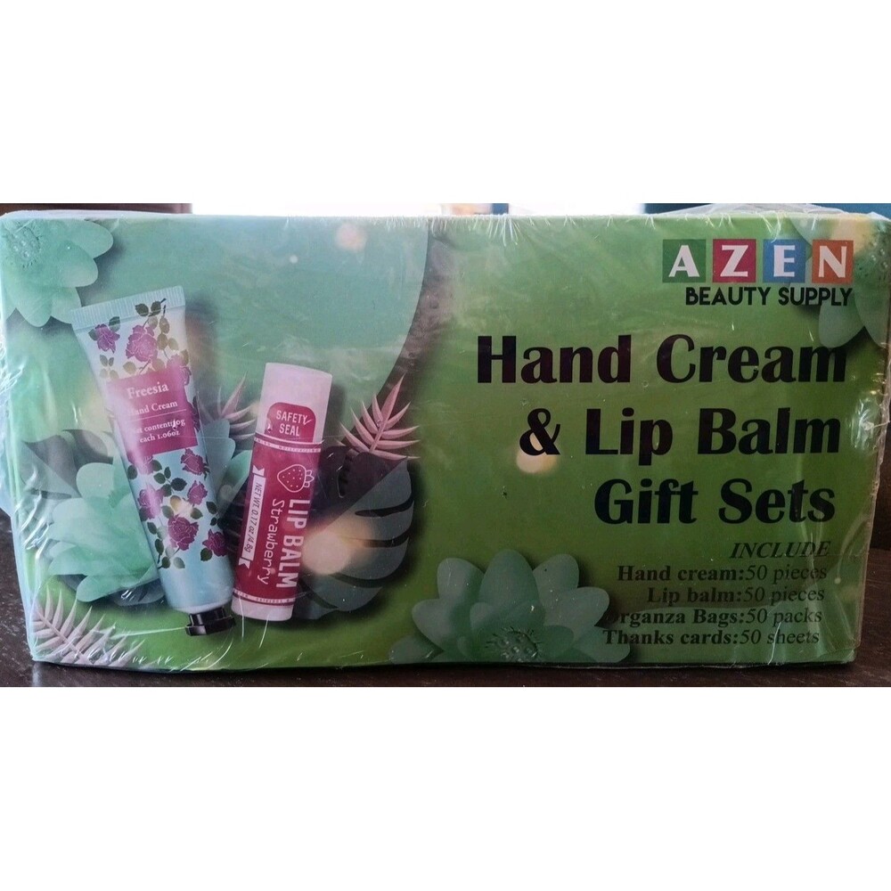 Azen Beauty 50 Sets Hand Cream Lip Balm Gift Bags Bulk Strawberry Flavor Sealed